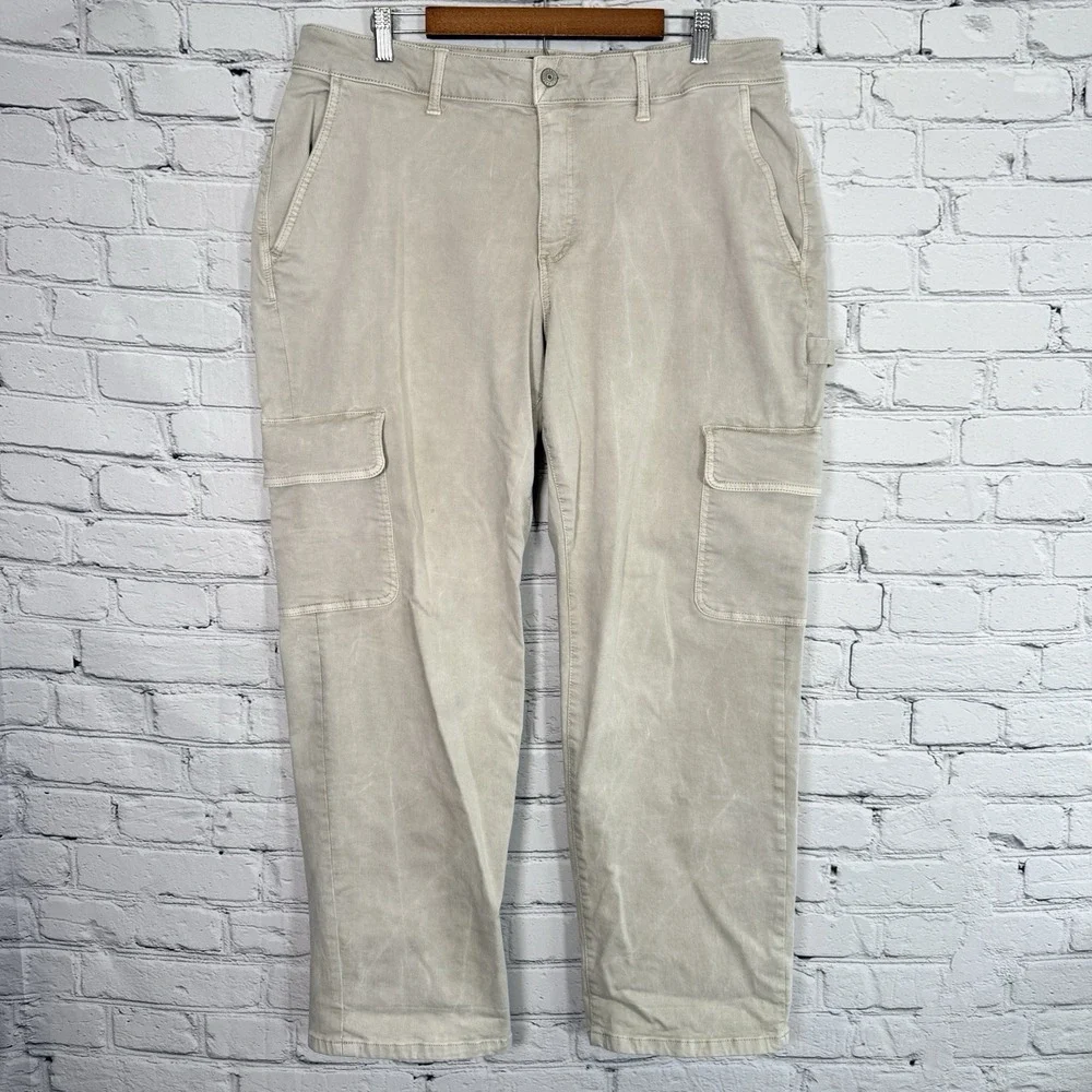 LuLaRoe Women's Utility Cargo Pants Size 32‎ 14-15 Khaki Soft Stretchy Twill
